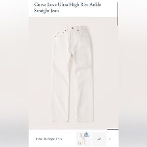 NWT Abercrombie Cream Ankle Straight Curve Love Jeans